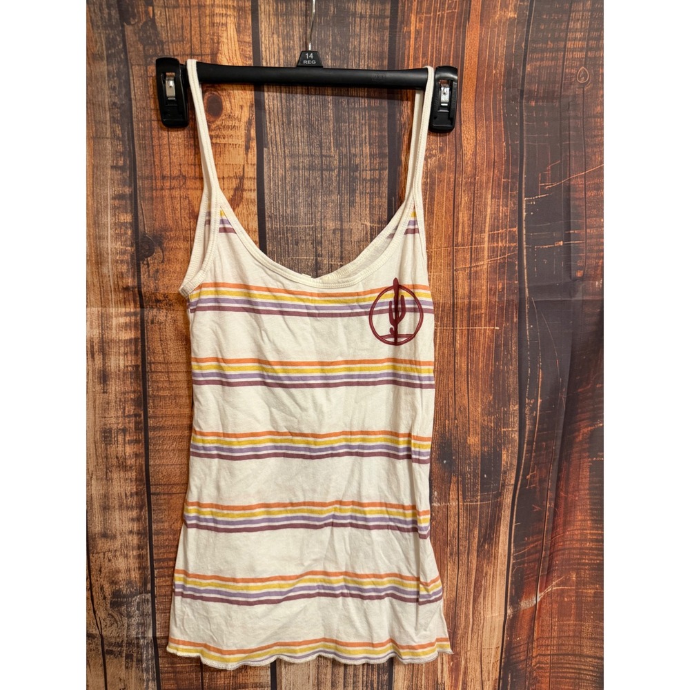 Truly Madly Deeply Striped Cactus Graphic Cami Tank Top Cream XS